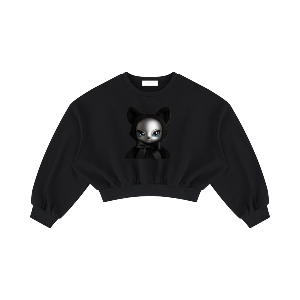 The Baddie Crop in Black, front view
