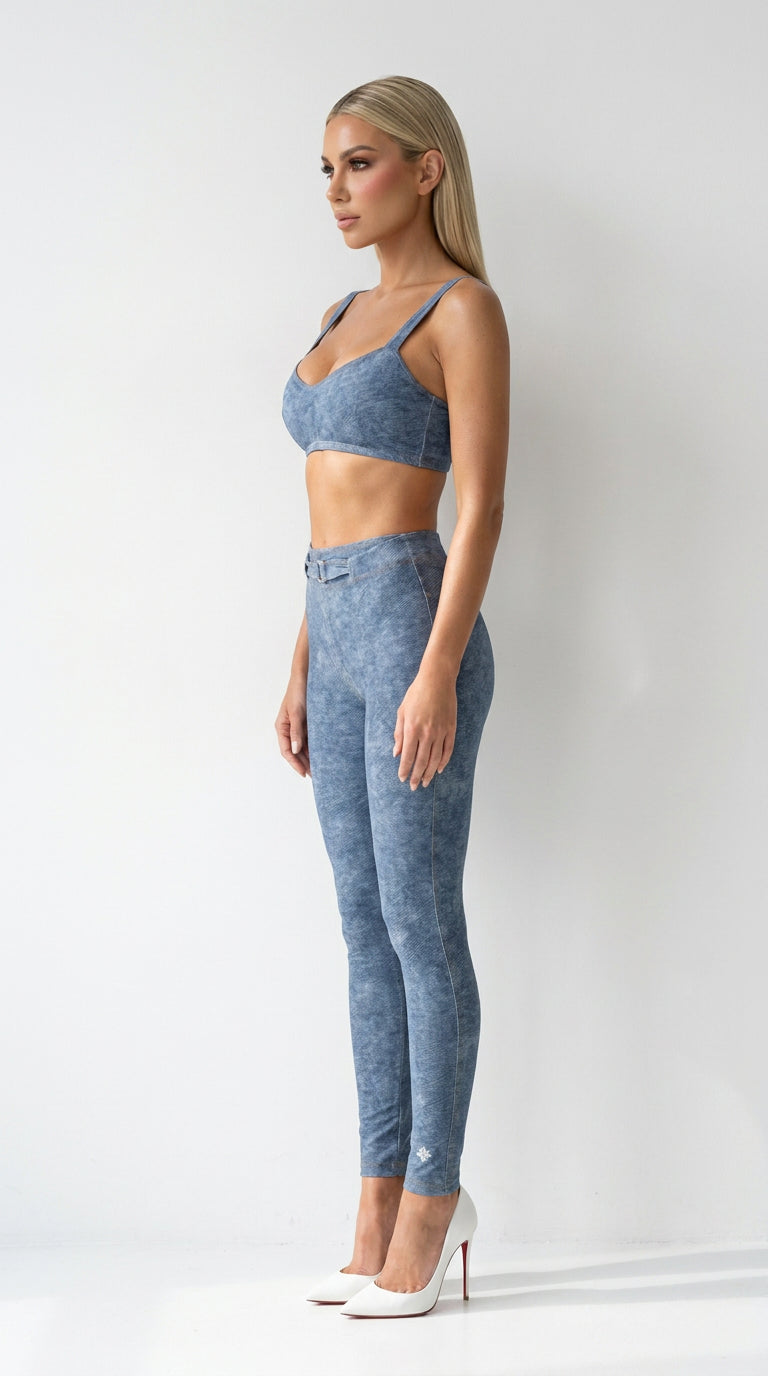 Faux Denim Sports Bra