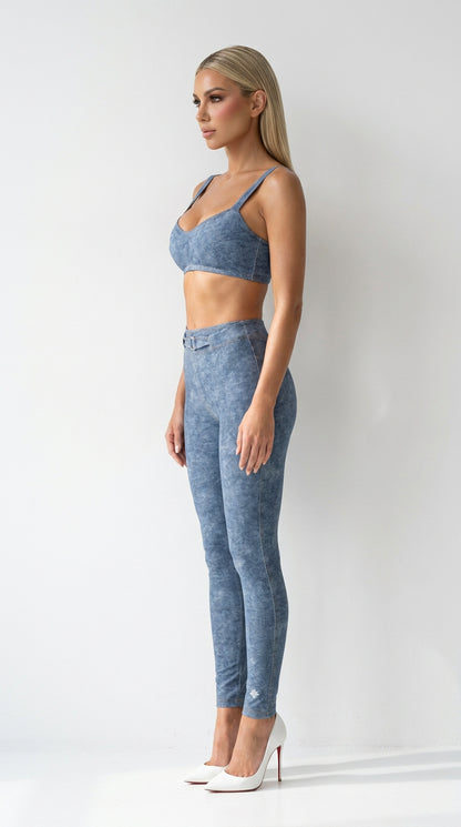 Faux Denim Sports Bra