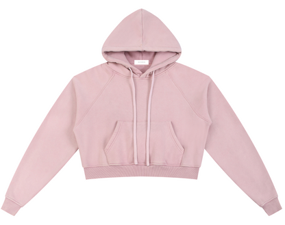 Divine Crop Hoodie in Light Pink — front, flat lay