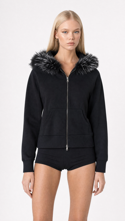 The Baddie Fur Hoodie, full body