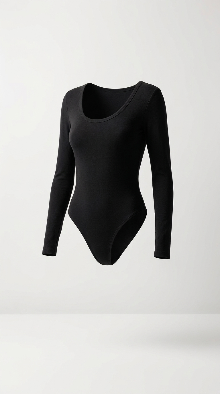 The Long Sleeve Bodysuit in Black, product