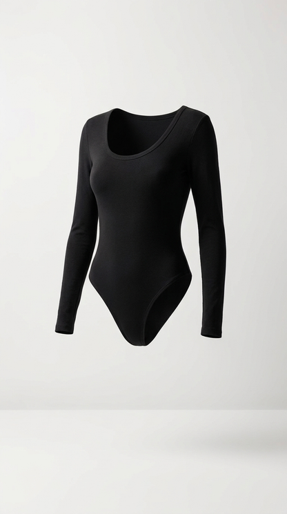 The Long Sleeve Bodysuit in Black, product