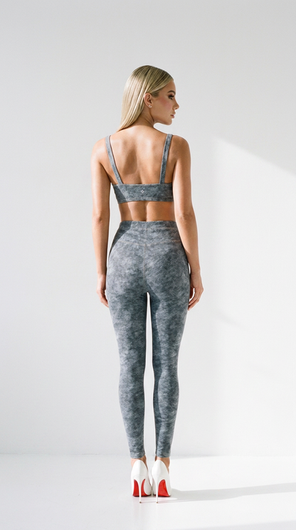 Faux Denim Zip-Fly Leggings