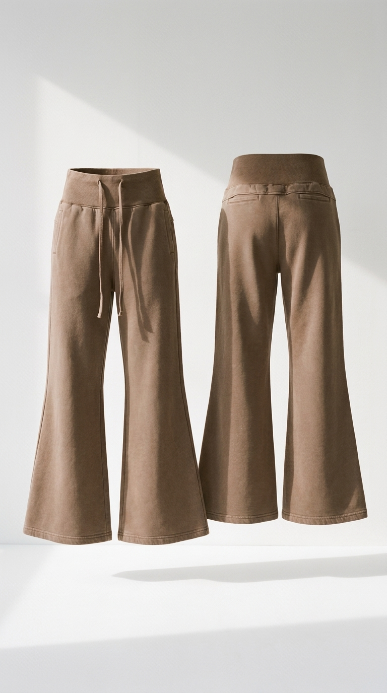 Glacier Pants in Coffee — front and back