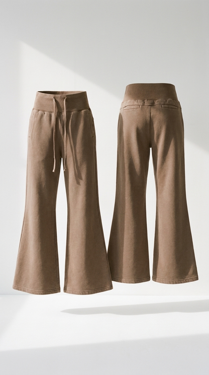 Glacier Pants in Coffee — front and back