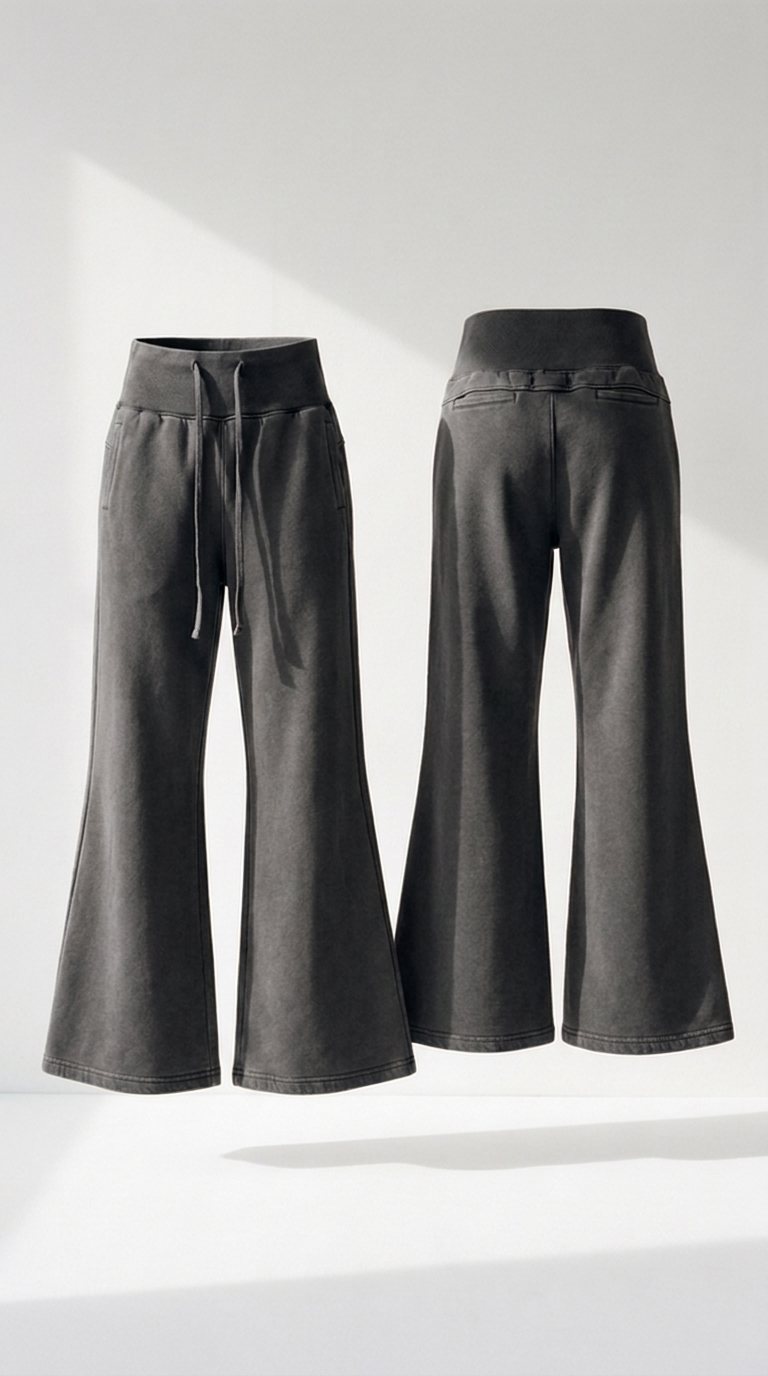 Glacier Pants in Washed Black — front and back