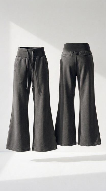 Glacier Pants in Washed Black — front and back