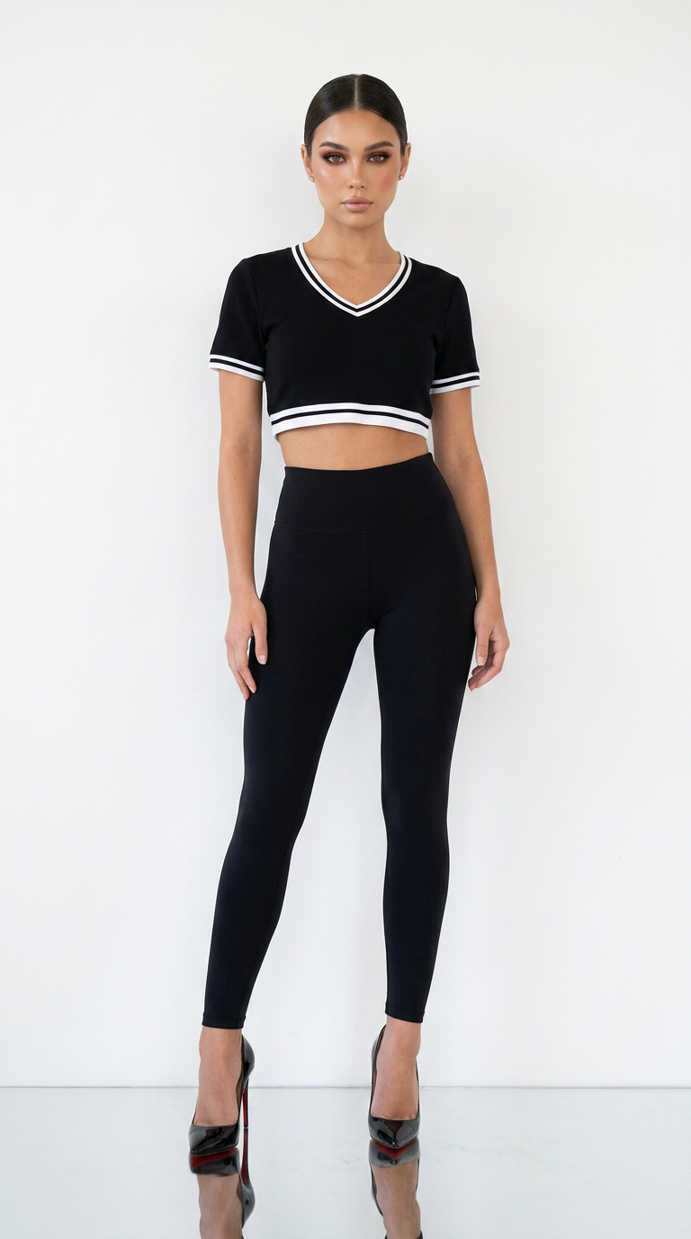 Baddie Crop Top Tee in Black — worn