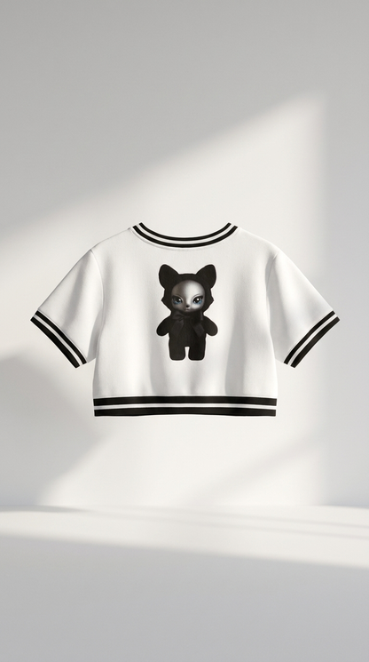Baddie Crop Top Tee in White — front