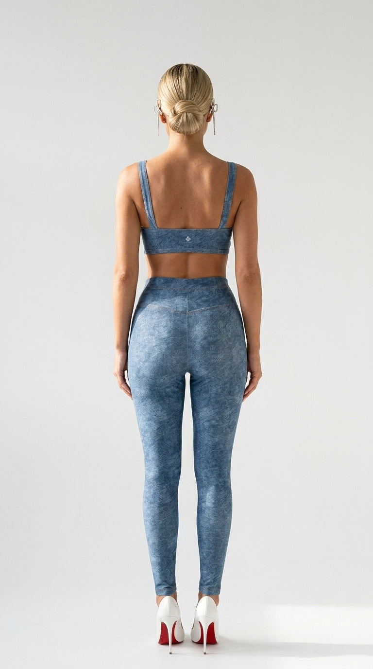 Faux Denim Sports Bra