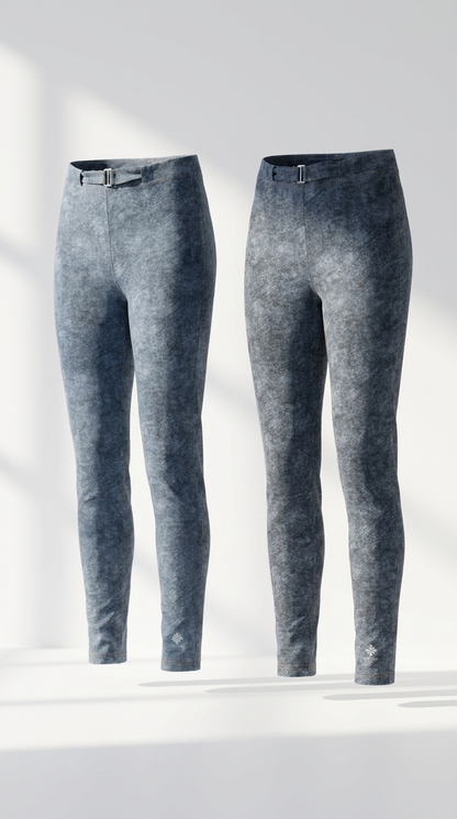 Faux Denim Zip-Fly Leggings — both colors
