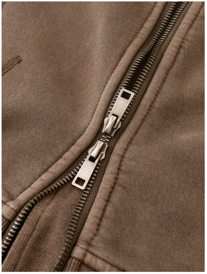 Glacier Hoodie — removable hood zipper detail