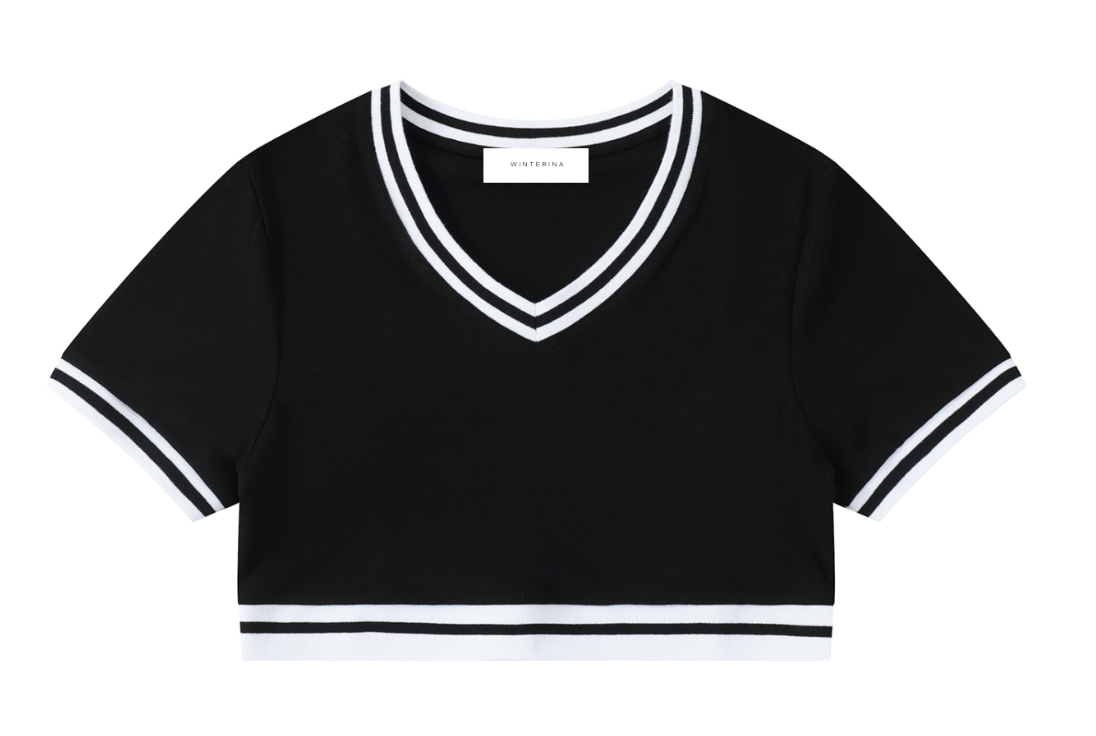 Baddie Crop Top Tee in Black — front