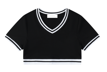 Baddie Crop Top Tee in Black — front