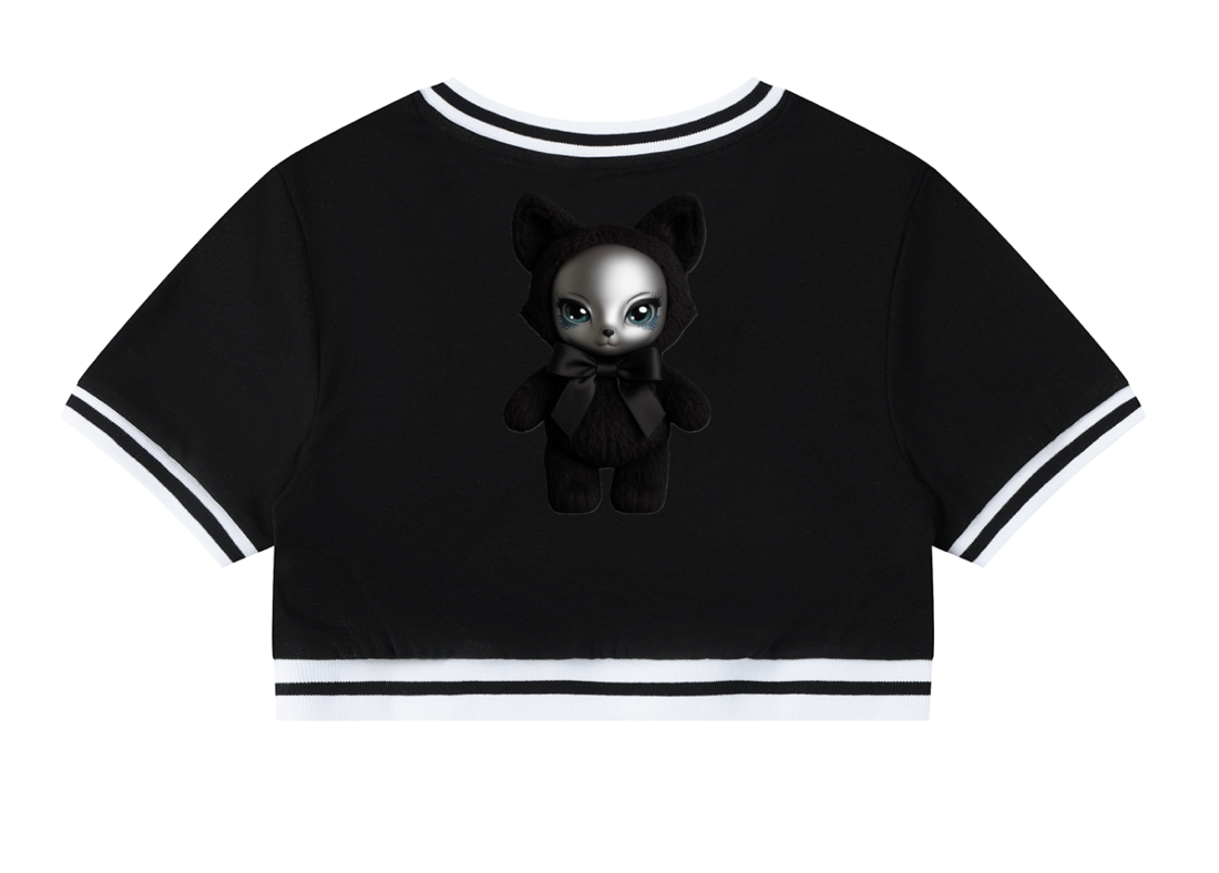 Baddie Crop Top Tee in Black — back