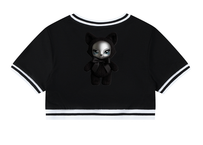 Baddie Crop Top Tee in Black — back